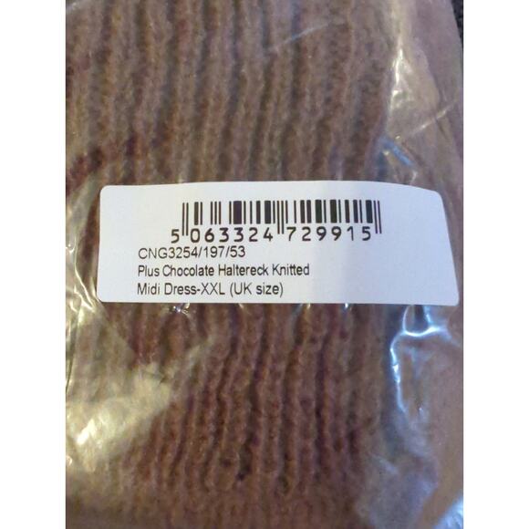 Prettylittlething Plus Chocolate HalteNeck Knitted Midi NWT Size XL - Picture 7 of 7